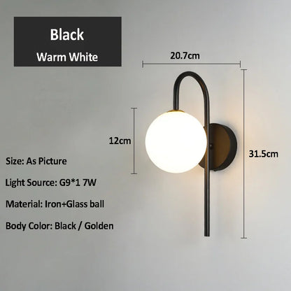 DecorBites™ Glass Ball LED Wall Sconce for Elegant Living Room Bedroom Hotel Staircase Lighting