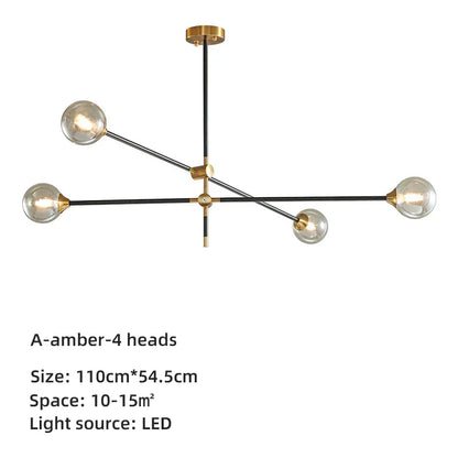 DecorBites™ Geometric Glass Ball Chandelier: Post-modern LED Pendant Lights for Stylish Decor