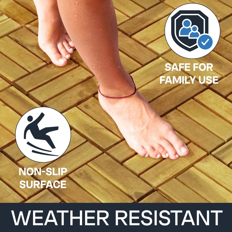 Tranquillo Solid Wood Premium Deck Tiles set 10 for Stylish Outdoor Spaces