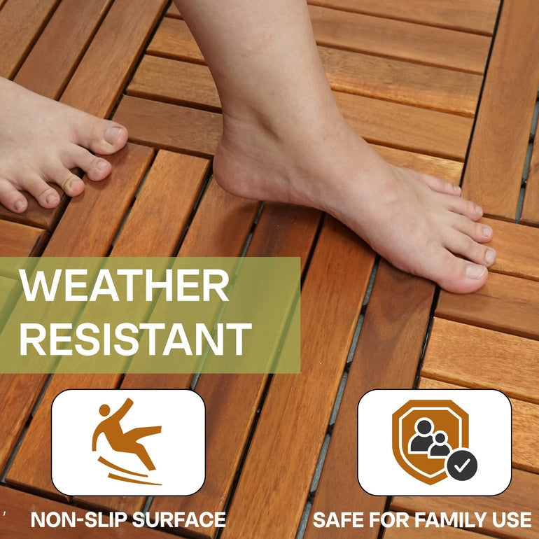 Tranquillo Acacia Deck Tiles 6 Slat Interlocking Decking Tiles set 9 – Indoor & Outdoor Flooring