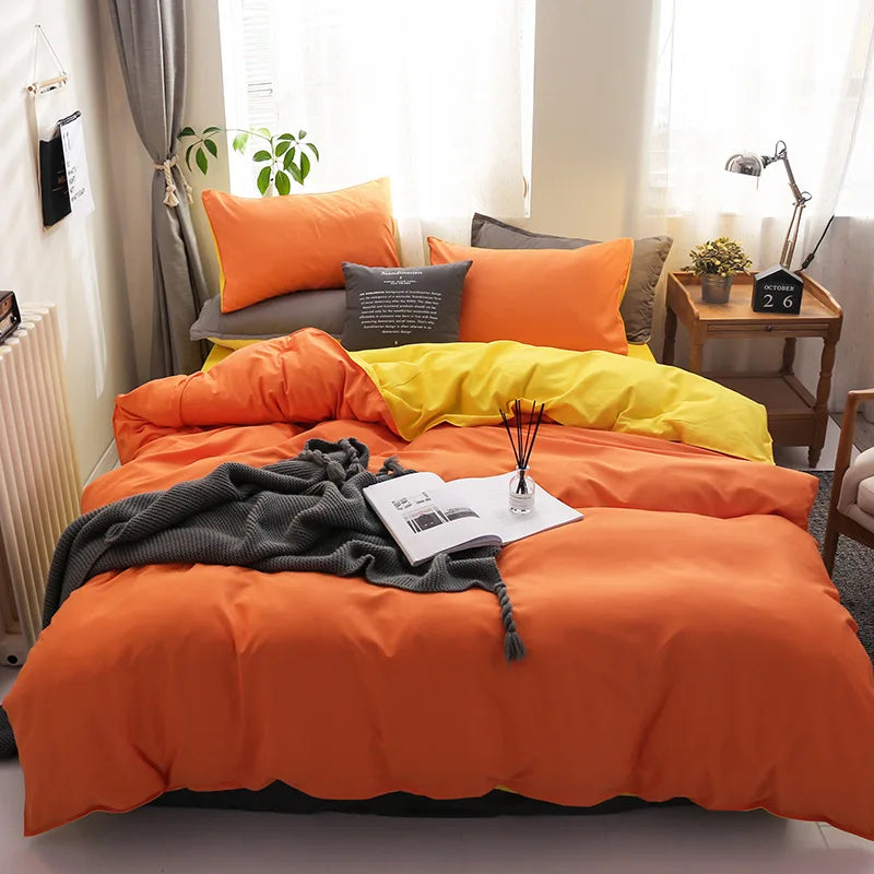 DecorBites™ Brushed Duvet Cover Set, Solid Orange Red, Luxury Hotel Bedding Set