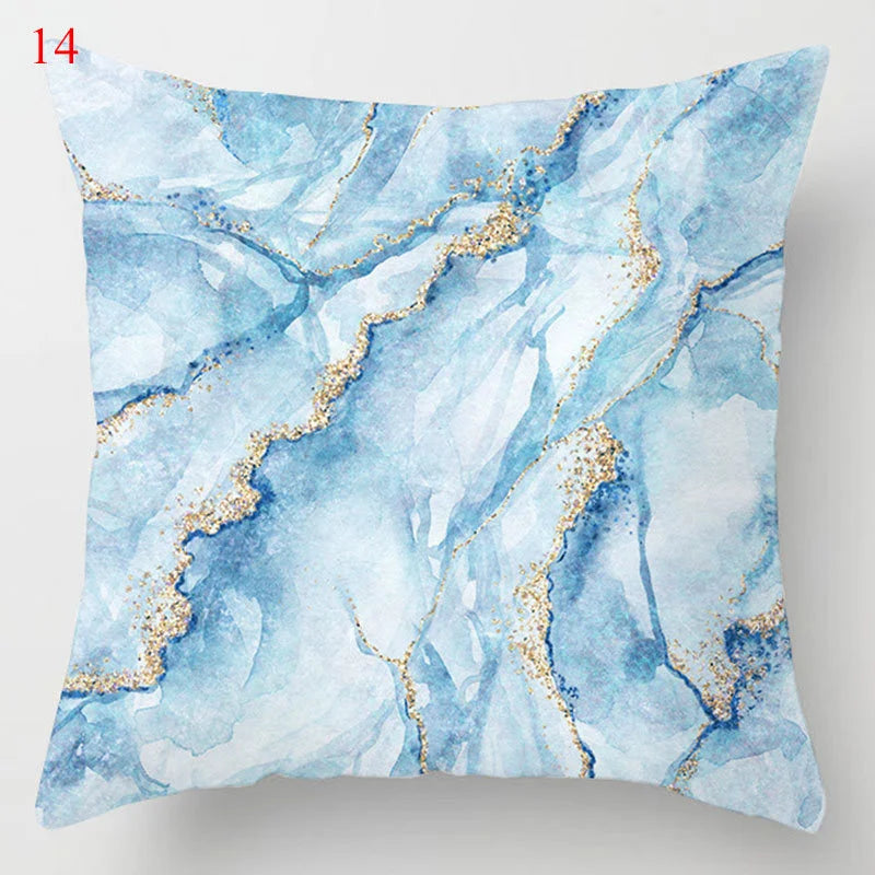DecorBites™ Blue Geometric Marble Stripe Line Pillowcases for Car Sofa Decor