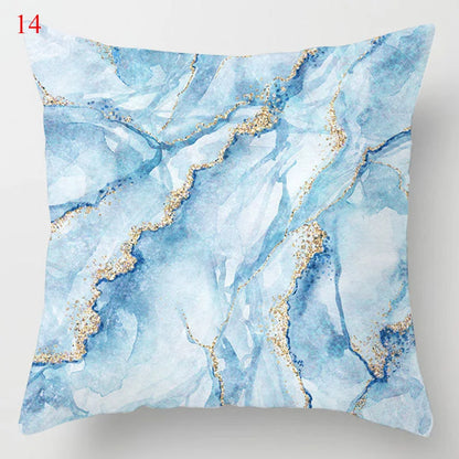 DecorBites™ Blue Geometric Marble Stripe Line Pillowcases for Car Sofa Decor