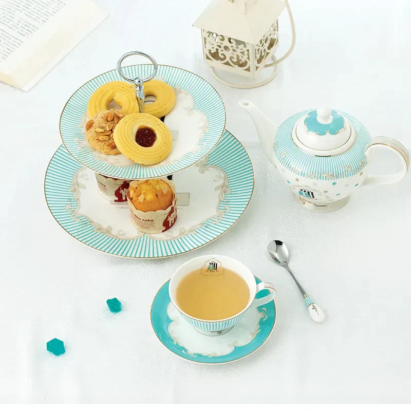DecorBites™ Bone China Tea Set, Phnom Penh Pot, Cups, Mugs, Plates, Home Decor