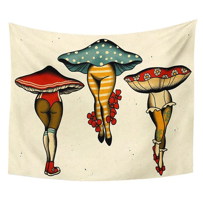 DecorBites™ Cactus Mushroom Girl Tapestry Psychedelic Witchcraft Home Decor