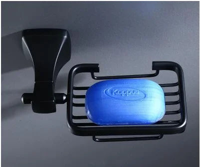 DecorBites™ Aluminum Black Bathroom Hardware Set: Towel Holder, Paper Holder, Corner Shelf, Towel Rack, Toilet Brush Holder