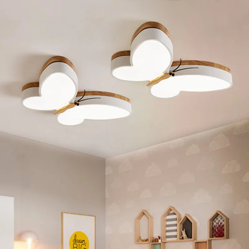 DecorBites™ LED Butterfly Chandelier Modern Wood Ceiling Light for Kids Room