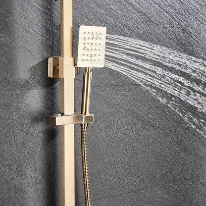 DecorBites™ Brushed Gold Shower Mixer with Rotating Tub Spout and 8" Rainfall Head