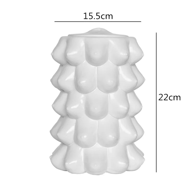 DecorBites™ Abstract Character White Ceramics Vase Home Decor Handcrafted Modern Flower Arrangement