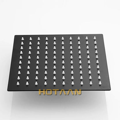 DecorBites™ Black Plated Stainless Steel Square Rain Shower Head