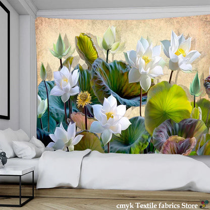 DecorBites™ Lotus Leaf Tapestry: Indian Scenery Wall Hanging for Bedroom Decor