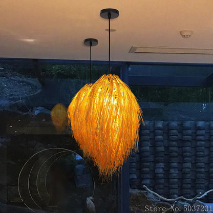 DecorBites™ Bamboo Weave Pendant Lamp, Creative Rattan Hanging Light Fixture for Bedroom & Teahouse