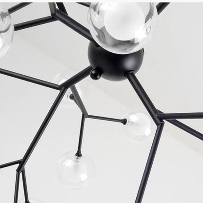 DecorBites™ Glass Ball Firefly LED Tree Branch Chandelier Industrial Black Lighting