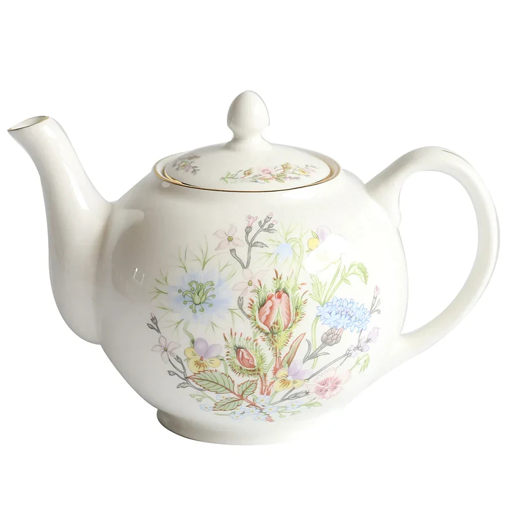 DecorBites™ Bone China Tea Set: Teapot, Teacup, Saucer, Fruit Plate, Tray, Mugs & Tableware