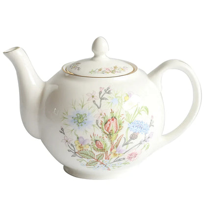 DecorBites™ Bone China Tea Set: Teapot, Teacup, Saucer, Fruit Plate, Tray, Mugs & Tableware