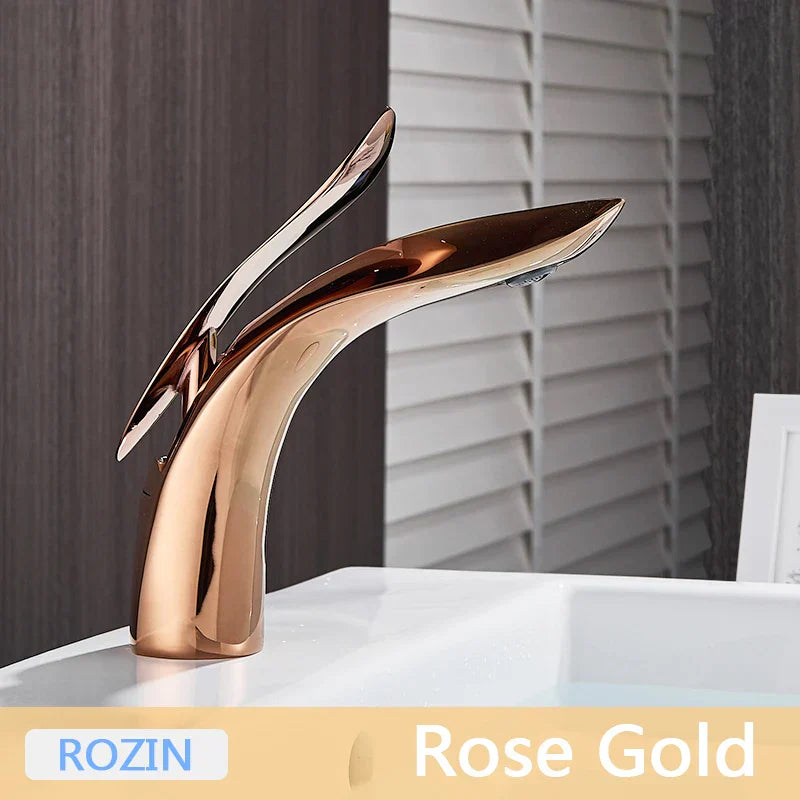 ™ Golden Rose Bathroom Faucet Waterfall Basin Mixer Taps - Luxury Single Hole