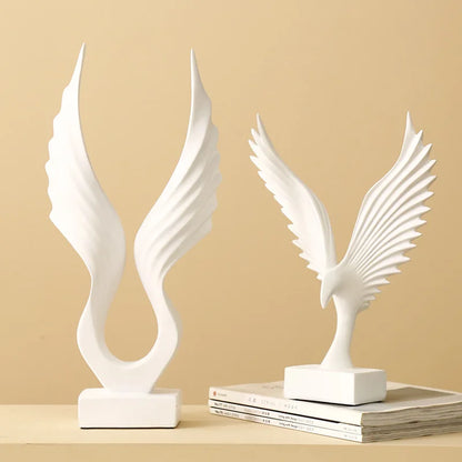 DecorBites™ Angel Wings Sculpture: Nordic Modern Abstract Resin Home Decor Artware