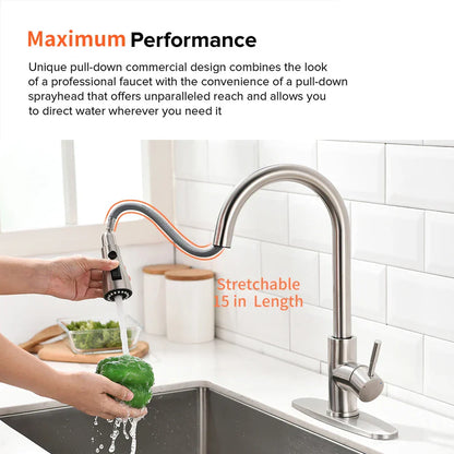 DecorBites™ Gold Sensor Kitchen Faucet Stainless Steel Smart Touch Control Sink Tap