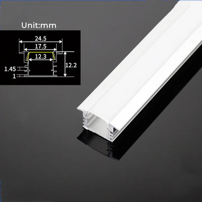 DecorBites™ 0.5m U/YW Aluminum Profile Recessed Channel with Milky Cover for LED Strip Lights