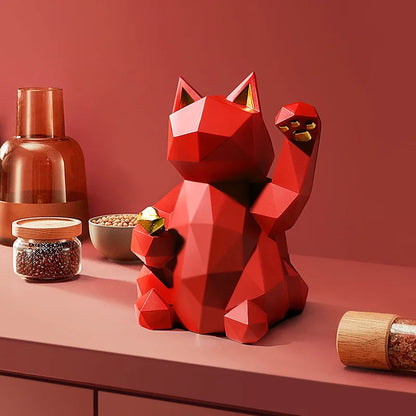 DecorBites™ Lucky Cat Resin Statue: Modern Nordic Home Decor Figurine
