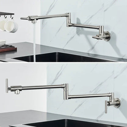 DecorBites™ Double Joint Spout Brass Kitchen Faucet, Single Hole Two Handle Swing Arm