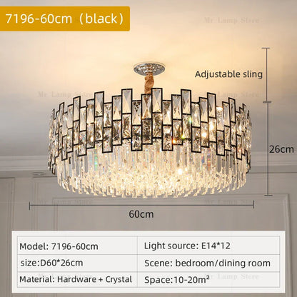 DecorBites™ Crystal Chandelier: Modern Luxury Lighting for Living Room, Bedroom, Kitchen