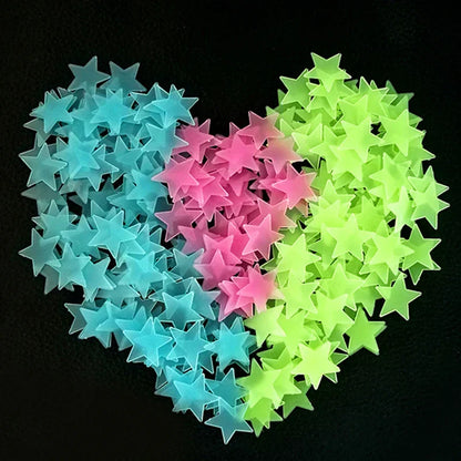 3D Stars Glow Dark Wall Stickers by DecorBites™ – Luminous Fluorescent Home Decor