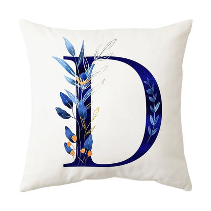 DecorBites™ Blue Alphabet Flower Letter Pillowcase for Home Decor