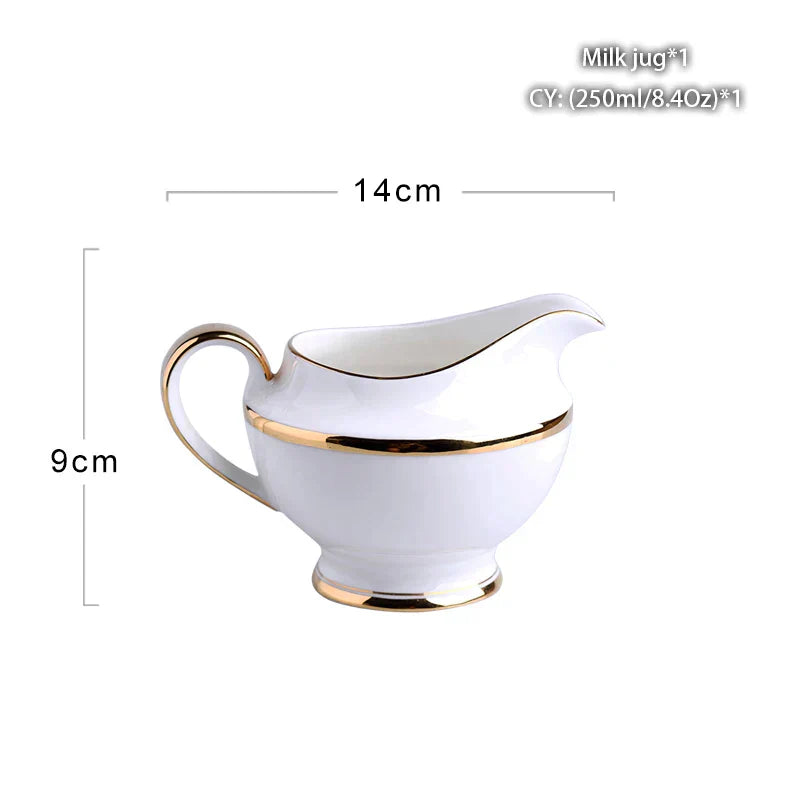 DecorBites™ Bone China Milk Jug: Elegant Ceramic Creamer for Tea, Coffee, Espresso