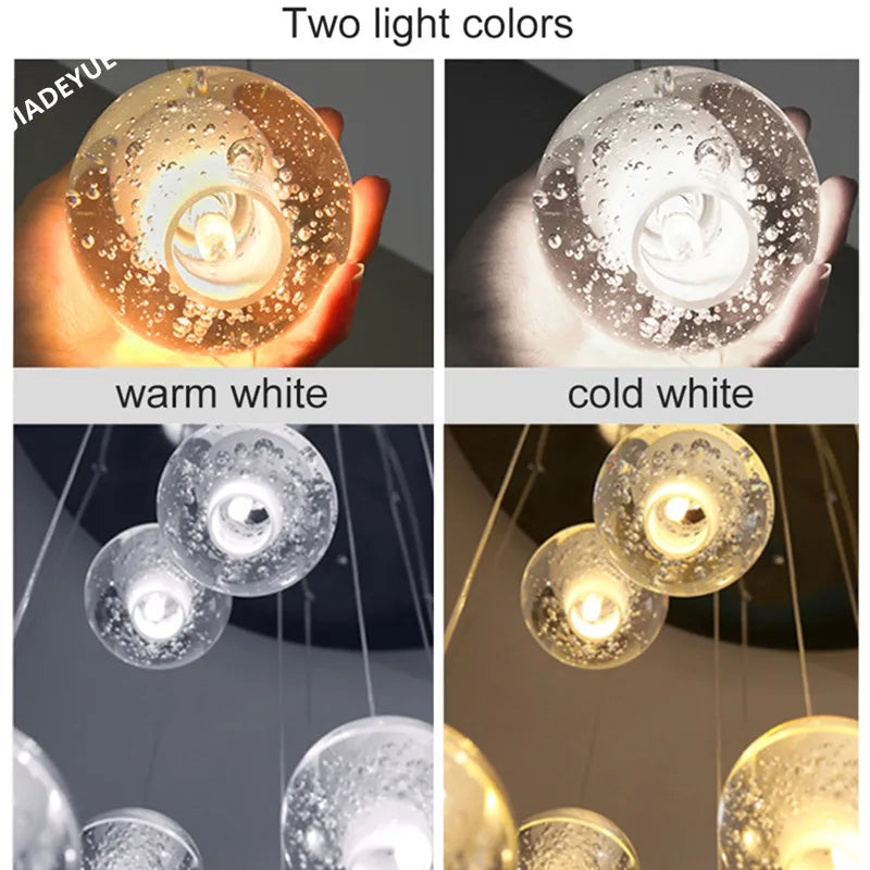 DecorBites™ Crystal Ball Chandelier: Stylish Meteor Shower Lighting for Restaurant, Bar, and Home