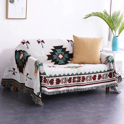 DecorBites™ Geometric Tassel Sofa Cover - Bohemian Style Blanket Dust Cover