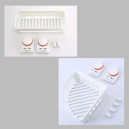 DecorBites™ ABS Suction Cup Bathroom Shelf Organizer - Wall Mounted Shower Rack & Basket Holder