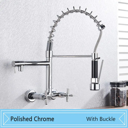 DecorBites™ Black Wall-Mounted Kitchen Faucet with Swivel Spout and Dual Handles