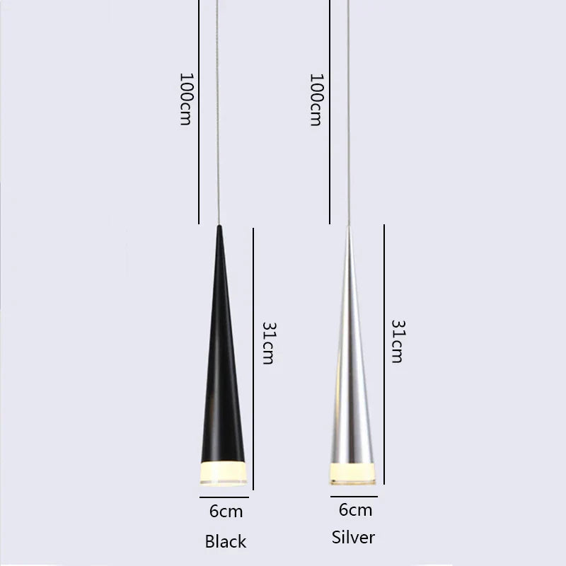 DecorBites™ 5W LED Pendant Light - Silver/Black Aluminum Tube Fixture for Kitchen Island