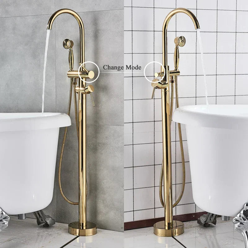 DecorBites™ Antique Brass Tub Faucet Swivel Spout Filler Hot Cold Mixer Tap