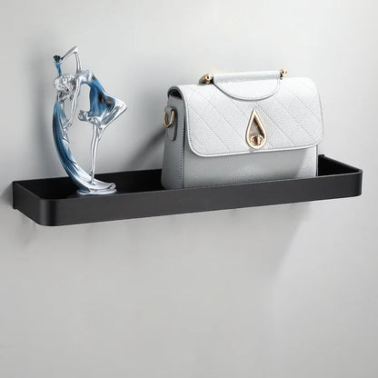 DecorBites™ Black Aluminum Bathroom Corner Shelf Wall Mounted Storage Holder