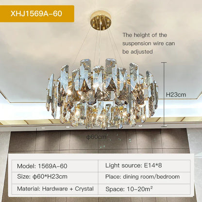 DecorBites™ Crystal LED Chandelier for Elegant Living Room, Dining, Bedroom, Kitchen