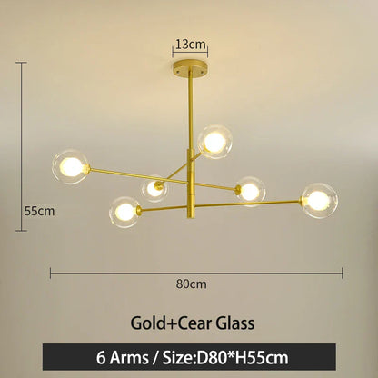 DecorBites™ Black/Gold G9 LED Chandelier for Living Room Bedroom Modern Pendant Lighting