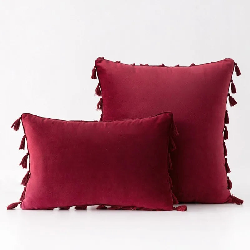 DecorBites™ Boho Tassel Fringe Orange Pillow Covers Pack for Home Decor