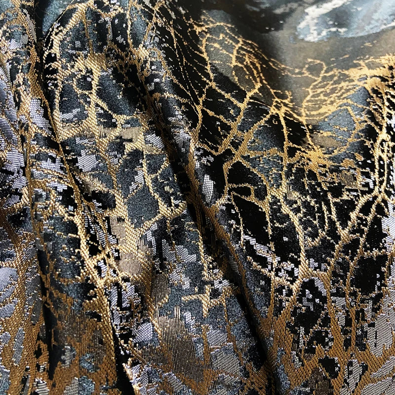 DecorBites™ Black Gold Jacquard Egyptian Cotton Bedding Set, Satin Duvet Cover, Fitted Sheet Pillowcases