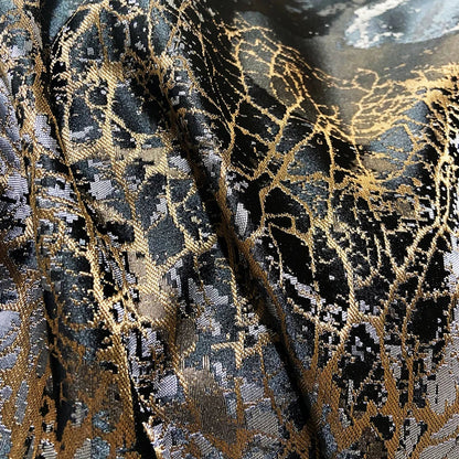 DecorBites™ Black Gold Jacquard Egyptian Cotton Bedding Set, Satin Duvet Cover, Fitted Sheet Pillowcases