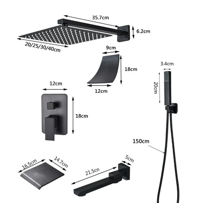DecorBites™ Black Wall Mounted Rainfall Shower System with Tub Spout