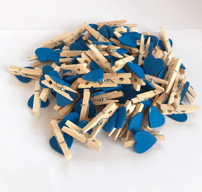 DecorBites™ 50-Pack Romantic Heart Shape Wood Clips for Home Décor and Parties
