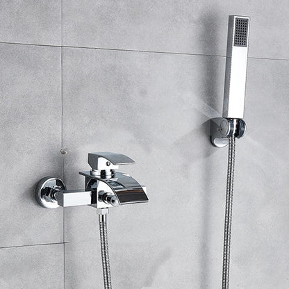 DecorBites™ Black Wall Mount Bathtub Shower Faucet with Waterfall Spout