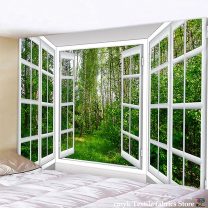 DecorBites™ 3D Landscape Window Wall Tapestry Nordic Style Home Decoration Painting