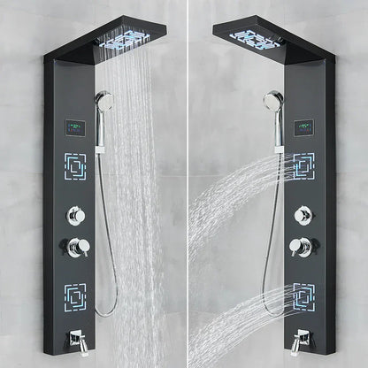 DecorBites™ LED Light Shower Faucet System: Rainfall, Massage Jets, Waterfall Panel with Temperature Control