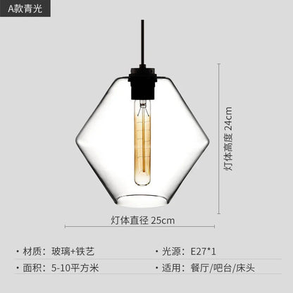 DecorBites™ Geometric Glass Pendant Light Collection: Modern Crystalline Pendant Series