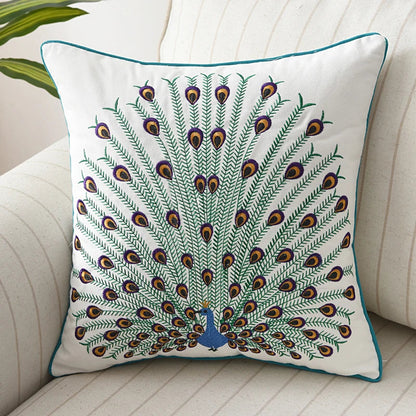 DecorBites™ Butterfly Floral Cotton Embroidered Pillow Cover 45x45cm Home Decor Square