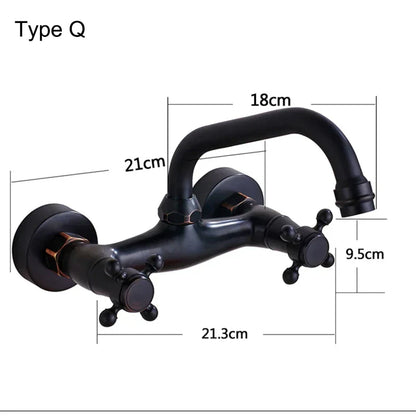 DecorBites™ Antique Brass Dual Handle Wall Mount Kitchen Faucet