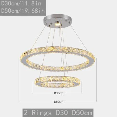 DecorBites™ Crystal LED Pendant Chandelier, Modern Nordic Ceiling Lamp for Living and Dining Room